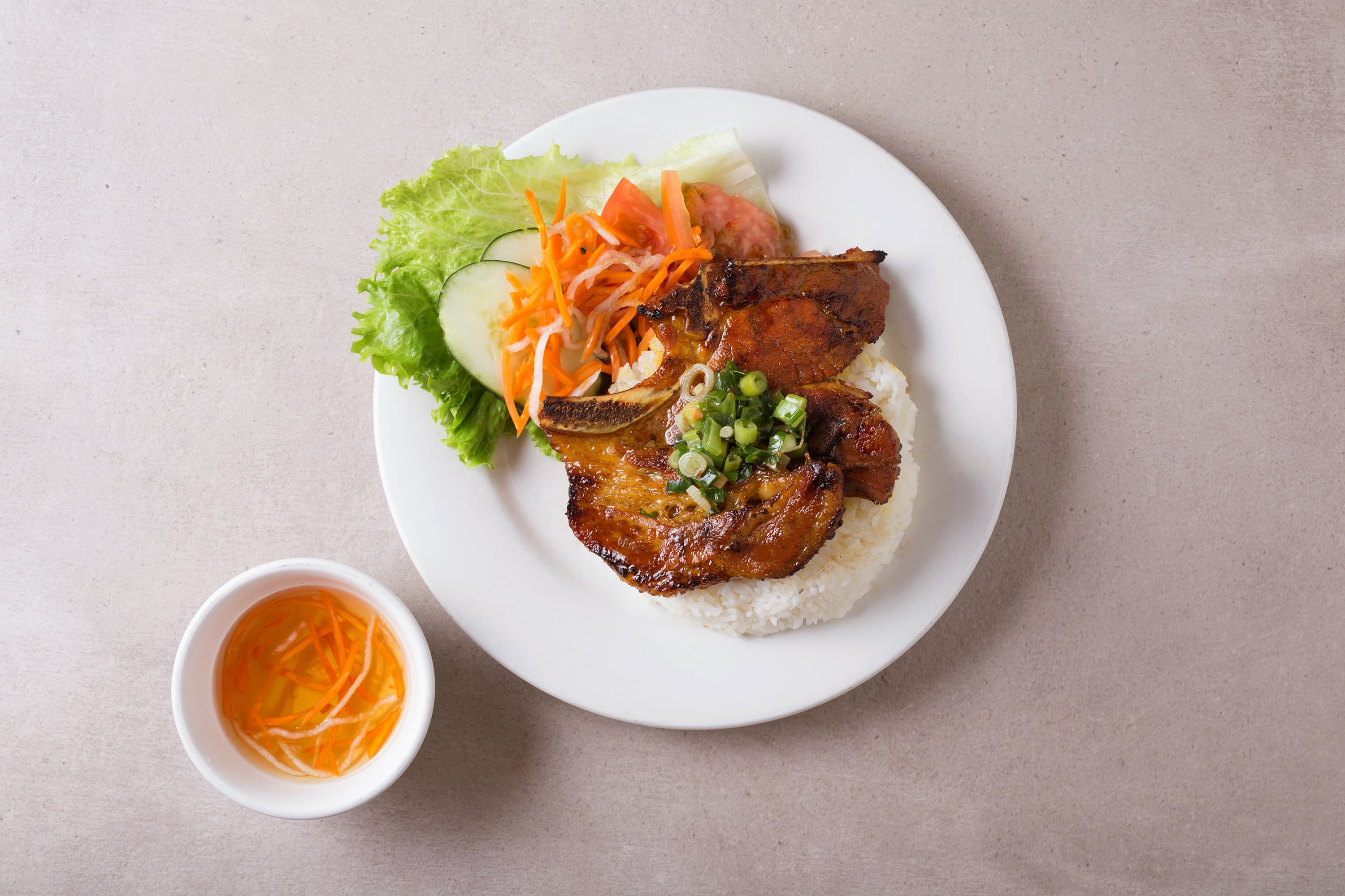 Spring noodle bowl with herbs